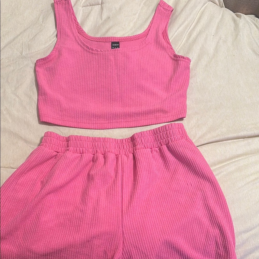 SHEIN High Waist Pink Short Set